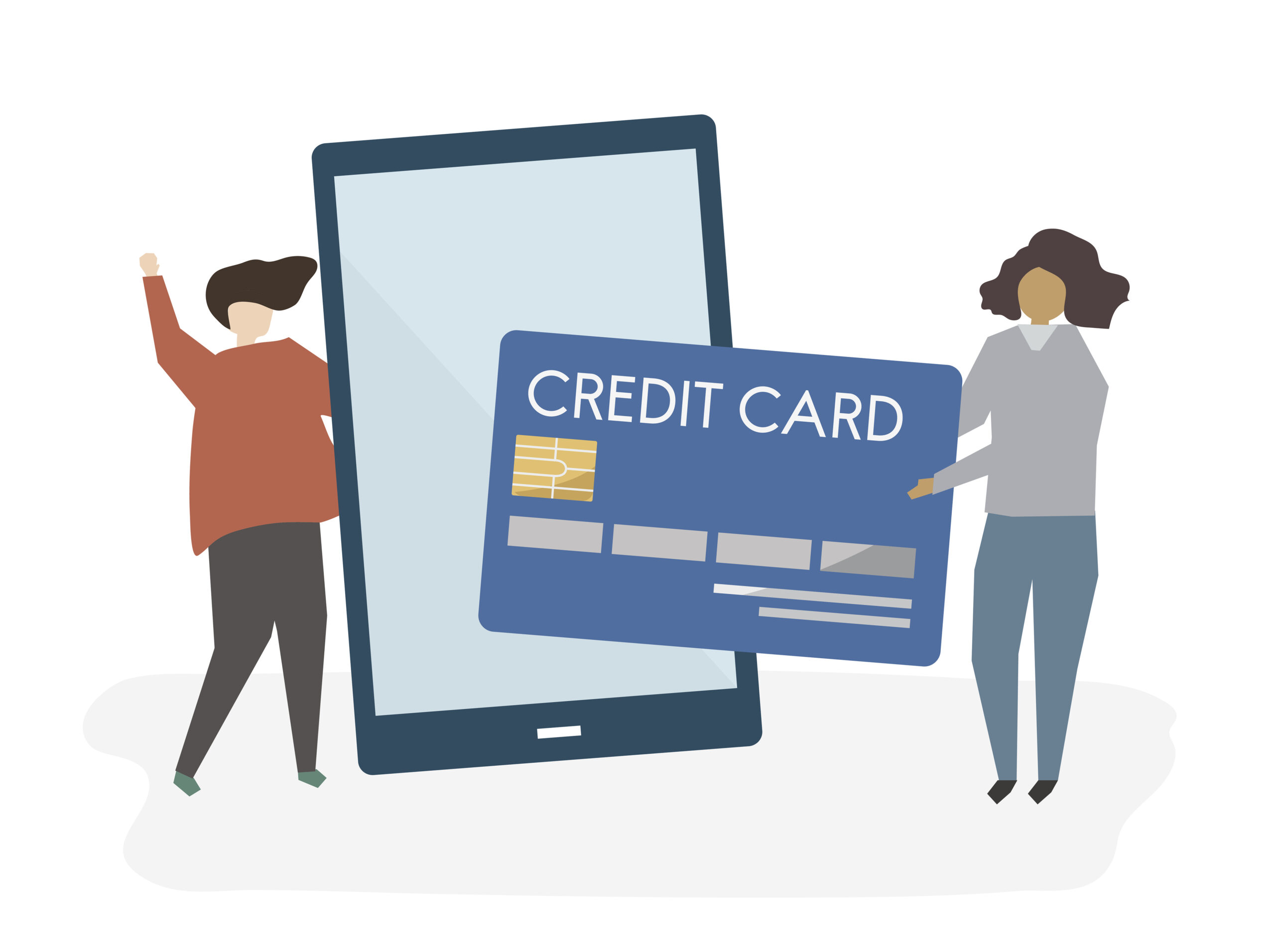 Two people and a credit card